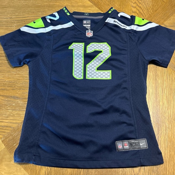 Seattle Seahawks Nike On Field Jersey 12th Man Legion Of Boom Blue Youth Large - Picture 1 of 8